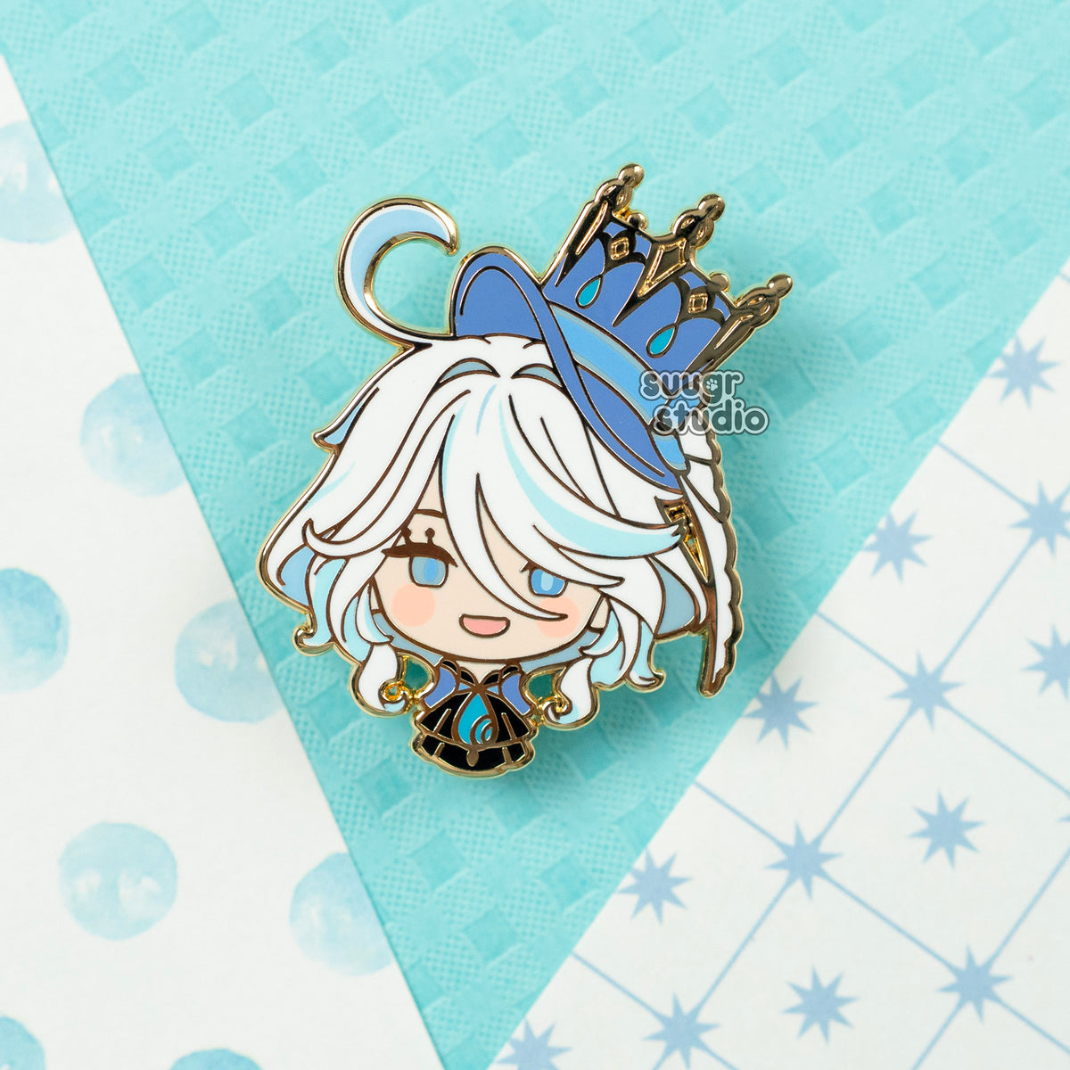 Genshin Impact Furina Focalors Fontaine Hard Enamel Pin Suugr Studio genshin-impact-furina-focalors-fontaine-hard-enamel-pin-suugr-studio