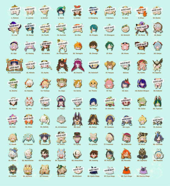 Genshin Impact Chibi Characters Hard Enamel Pins Gacha, Make a Wish