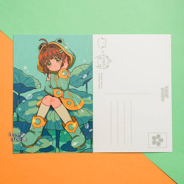 Froggy Sakura Postcard/Mini Print