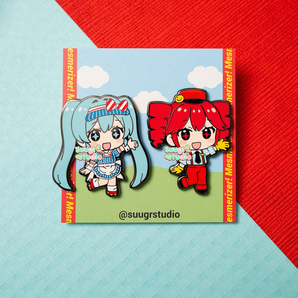 Virtual Vocalist Miku and Teto Hard Enamel Pin (Mesmerizer Set I)