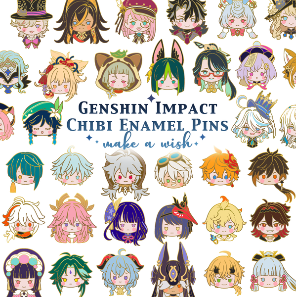 Genshin Impact Chibi Characters Hard Enamel Pins Gacha, Make a Wish