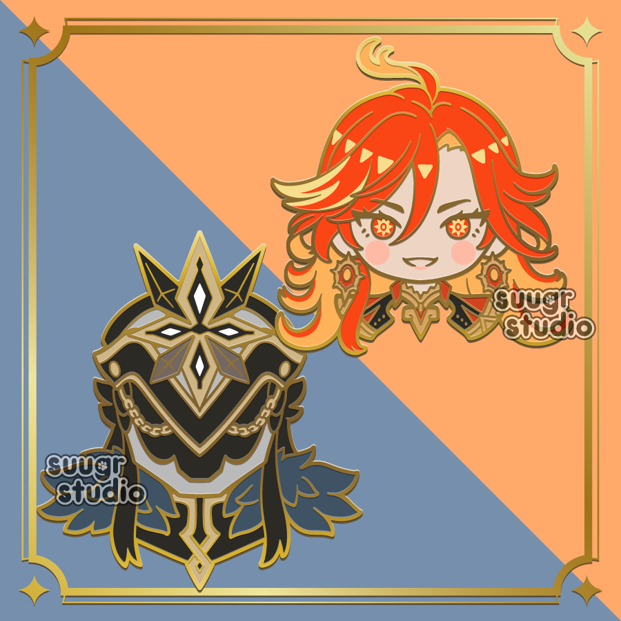 PREORDER - Genshin Impact Natlan Il Capitano and Mavuika Hard Enamel Pin