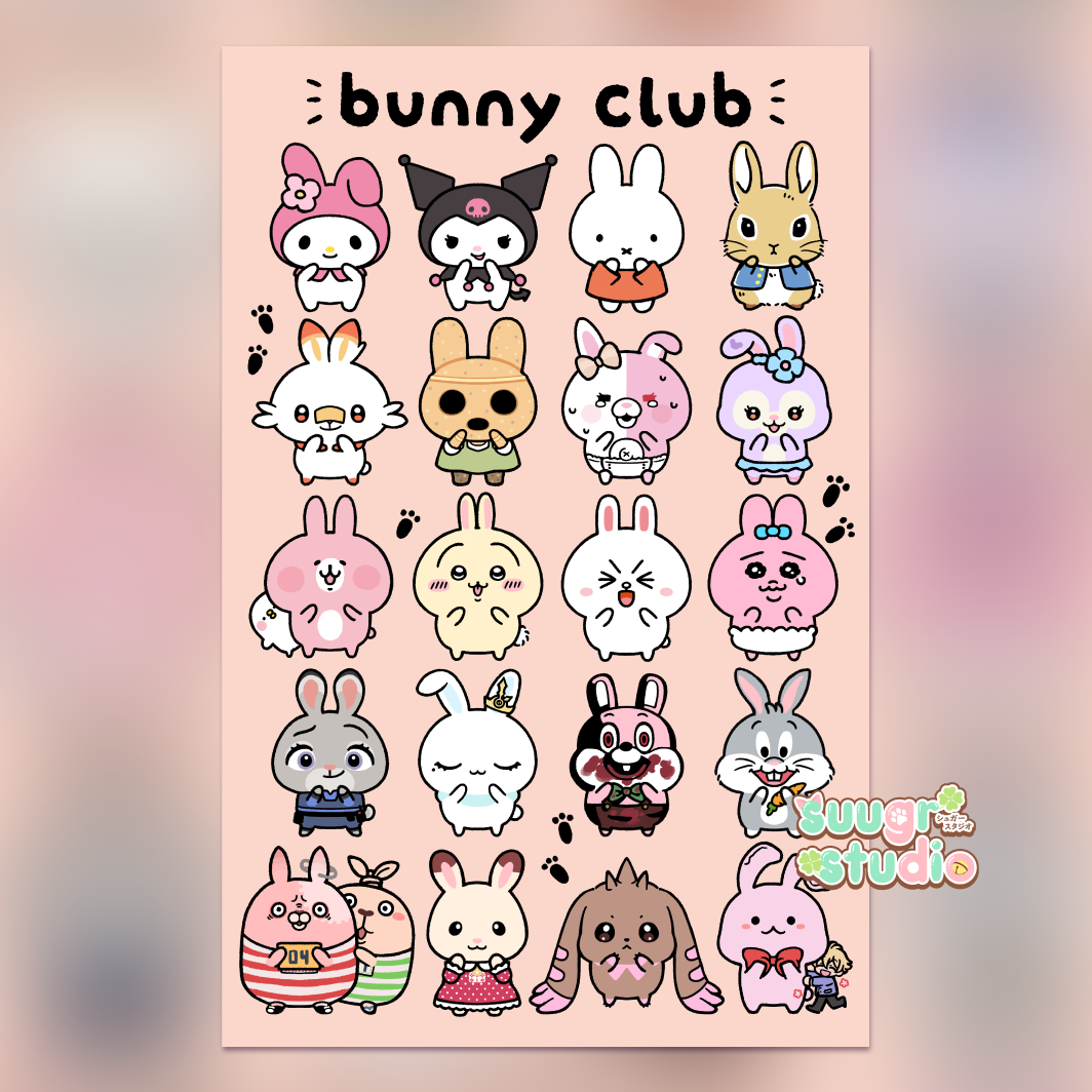 Bunny Club Print(Available in 2 Sizes)