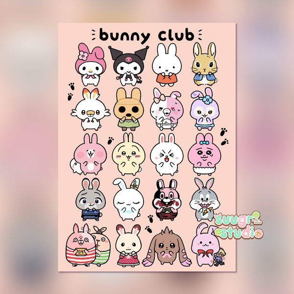 Bunny Club Print(Available in 2 Sizes)