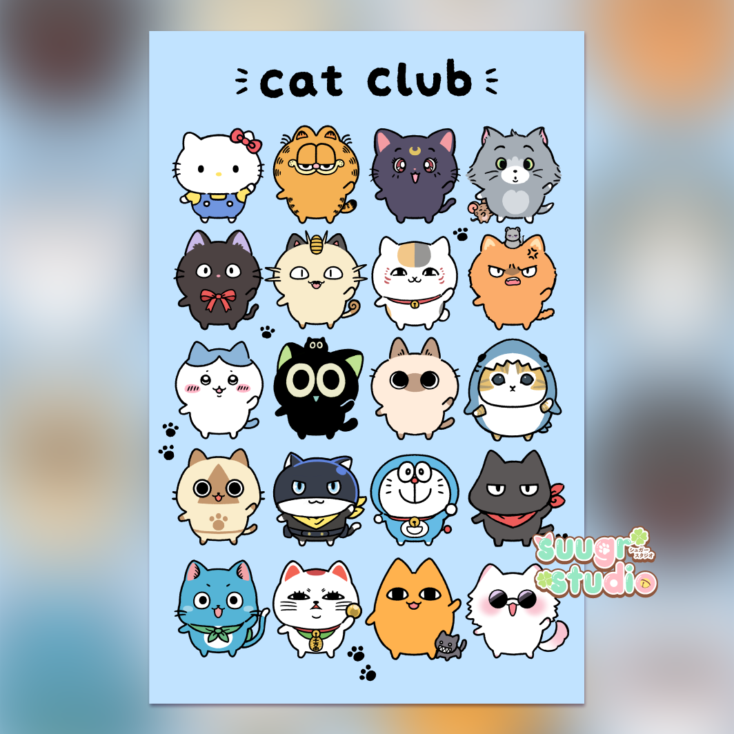 Cat Club Print(Available in 2 Sizes)