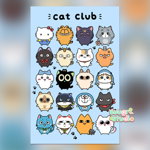 Cat Club Print(Available in 2 Sizes)