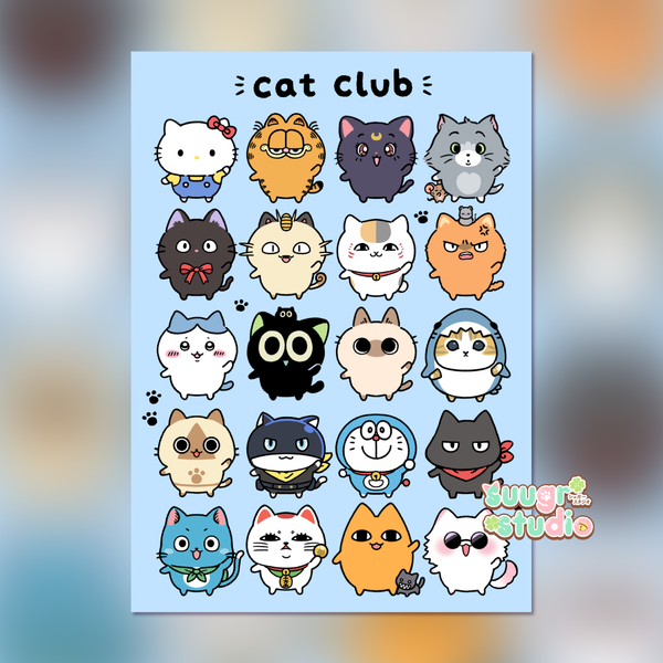 Cat Club Print(Available in 2 Sizes)