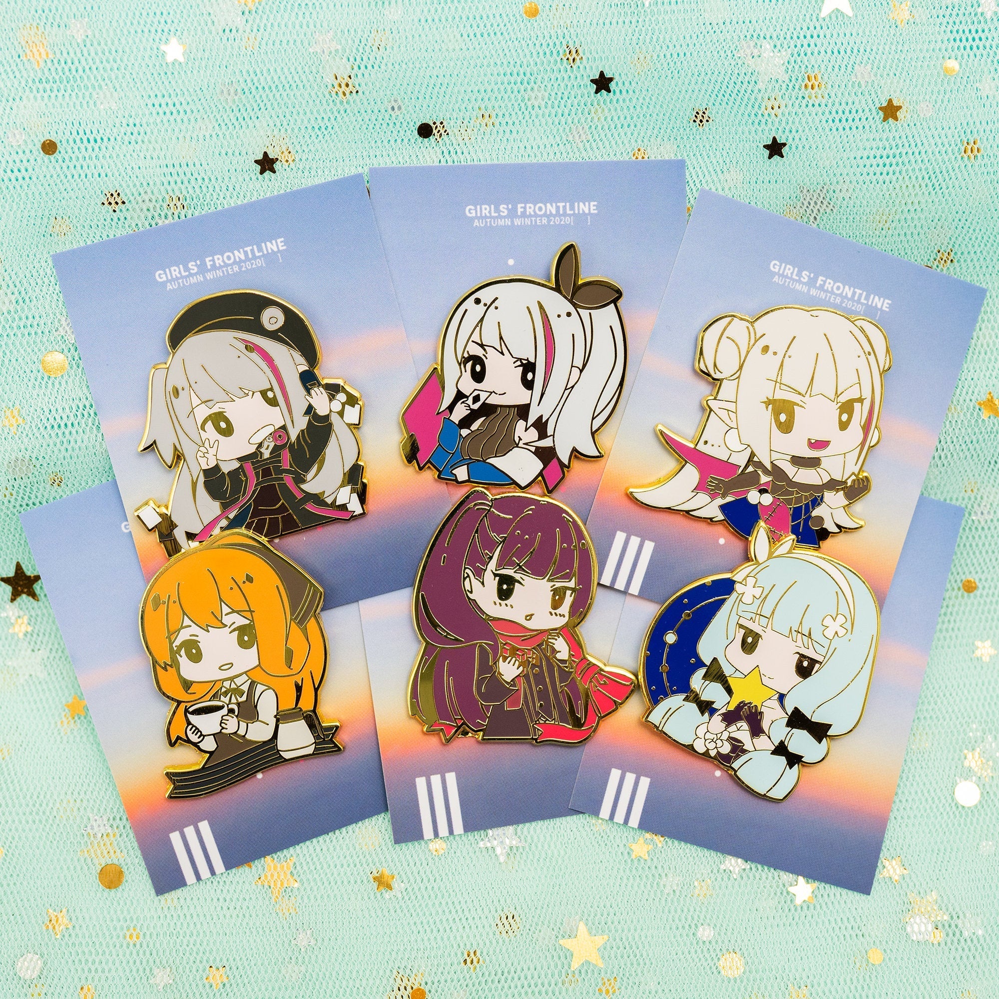 Girls' Frontline All You Can Eat(6-piece) Set Hard Enamel Pins, 3 Versions of MDR, HK416 Starry Cocoon, WA2000, Springfield Cafe
